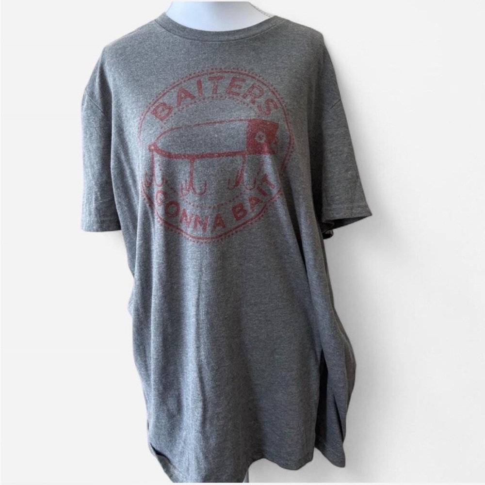 Gray and Red Short Sleeve Tee with Bold Logo